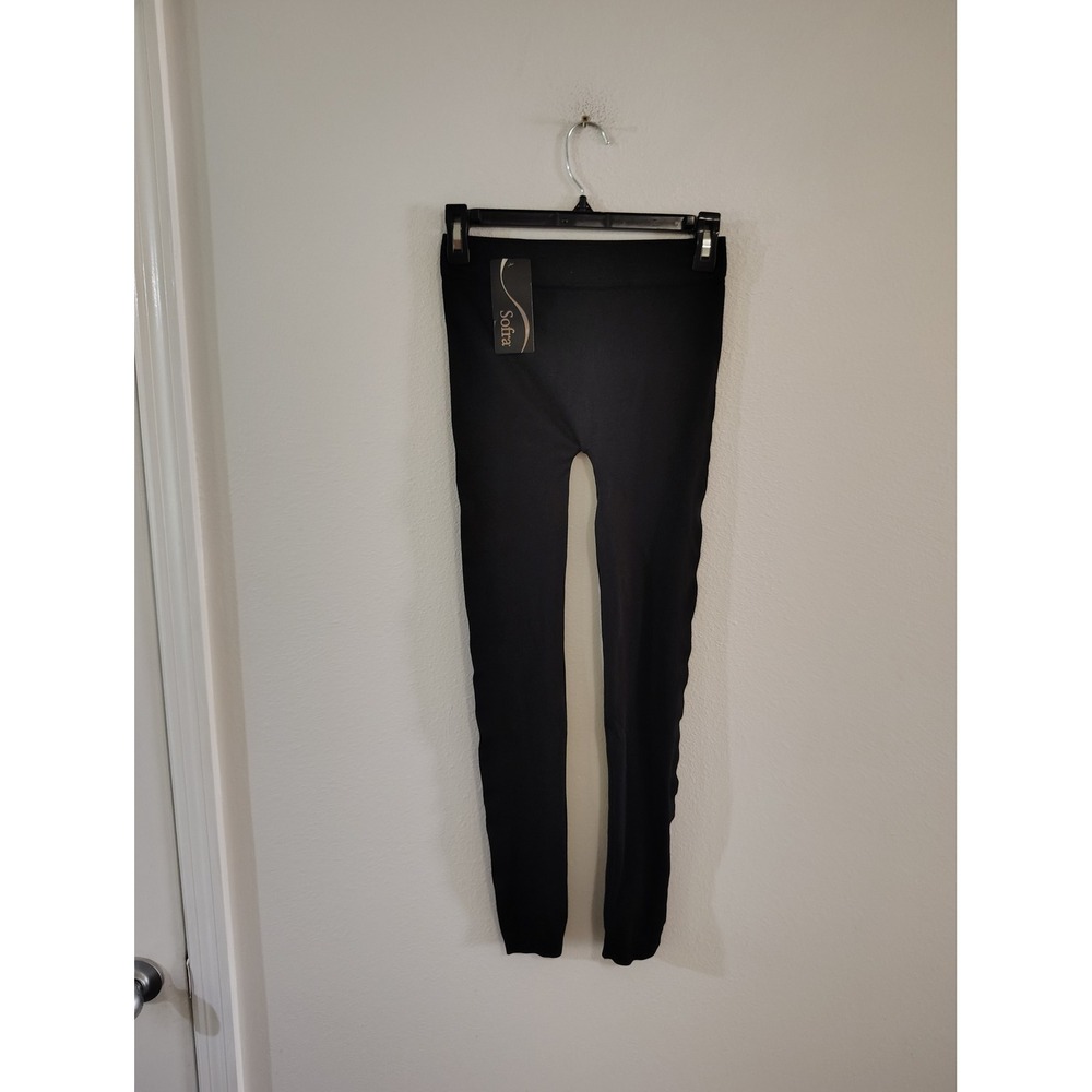 Sofra Womens Black Seamless High Waisted Leggings Style EX900 One Size Fits All